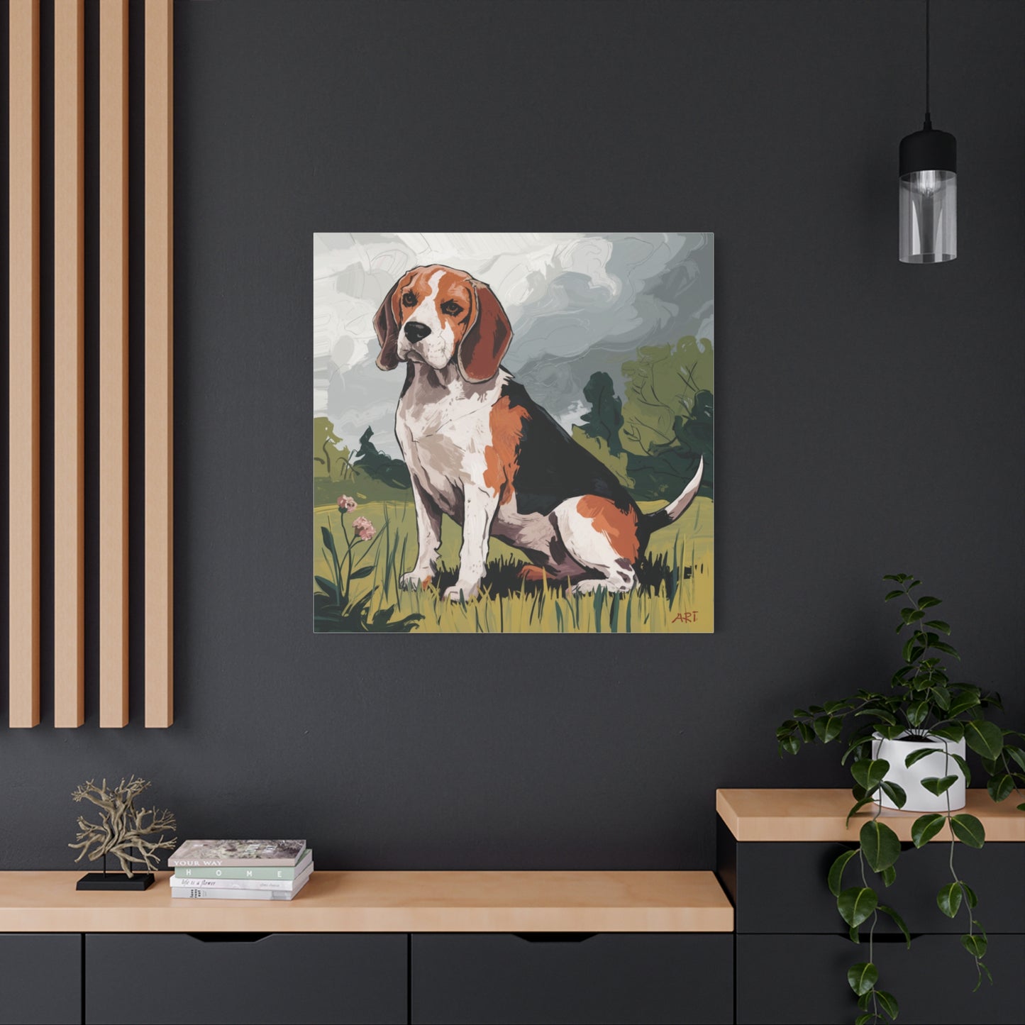 Textured Whimsy: Beagle in the Meadow