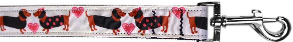 Pet Dog & Cat Nylon Collar or Leash, "Pink Doxie Love"