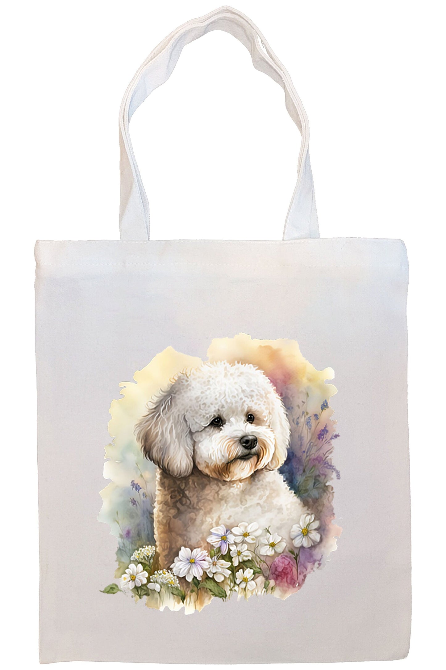 Canvas Tote Bag, Zippered With Handles & Inner Pocket, "Bichon Frise"