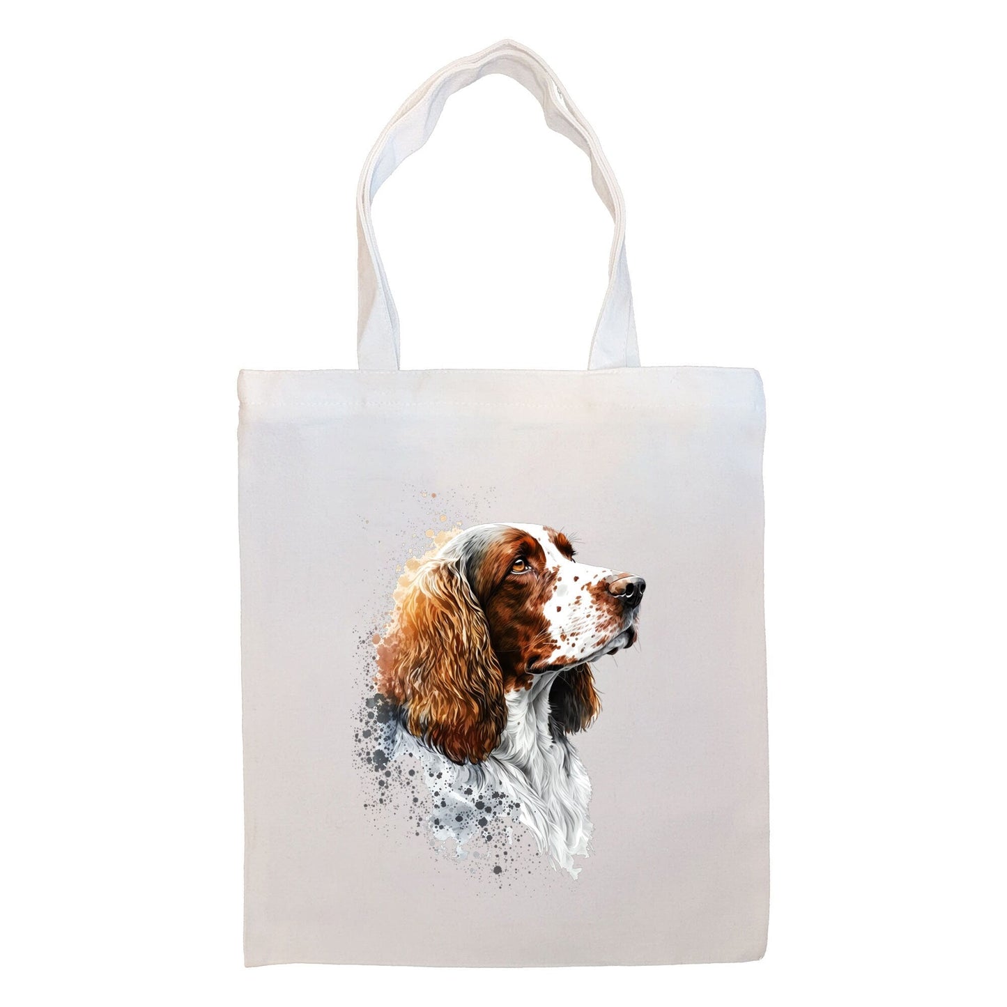 Canvas Tote Bag, Zippered With Handles & Inner Pocket, "Welsh Springer Spaniel"