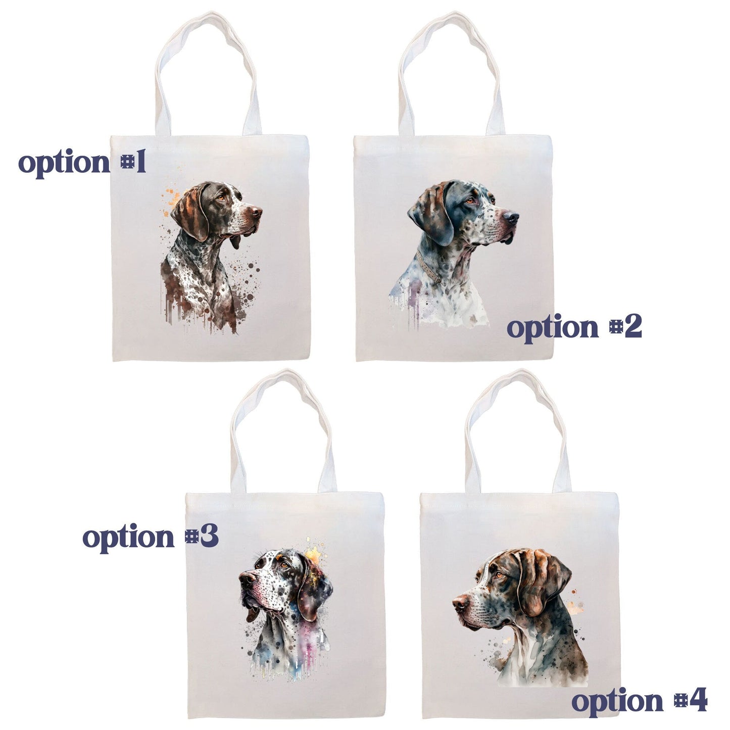 Canvas Tote Bag, Zippered With Handles & Inner Pocket, "Pointer"